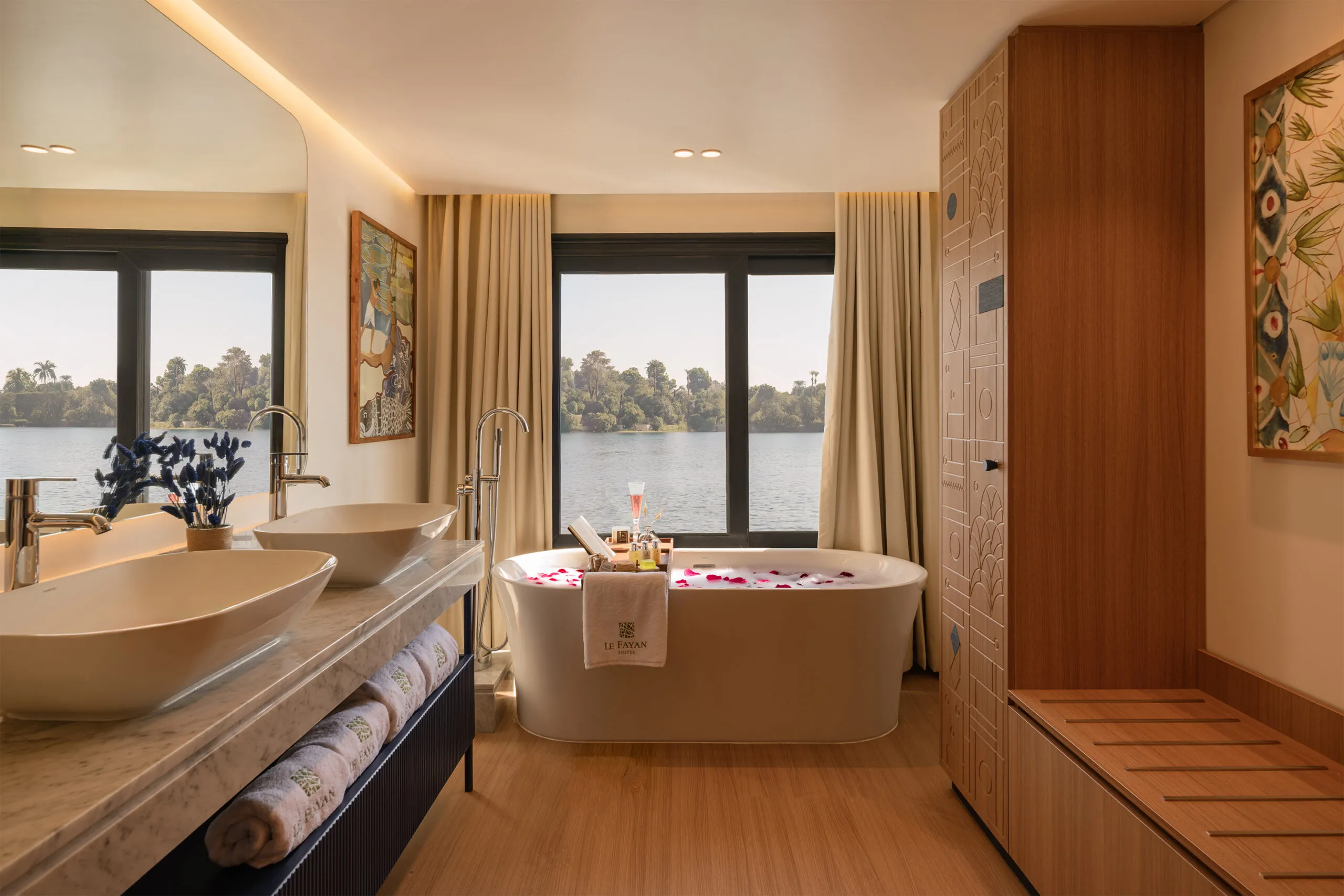 Cabin aboard the Le Fayan Suites Nile Cruise Nile cruise